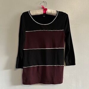 Striped retro ann taylor quarter sleeve top